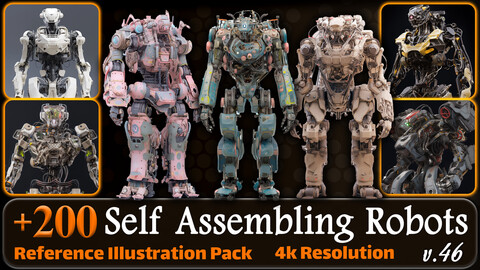 200 Fantasy Self Assembling Robots Reference Pack | 4K | v.46