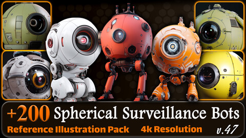 200 Fantasy Spherical Surveillance Bots Reference Pack | 4K | v.47