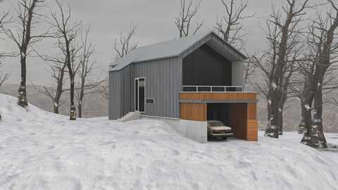 Game-Ready Cozy Cabin in the Snow