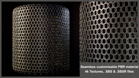 Seamless Hauberk PBR material textures (shield, armor, chainmail, chain, rings, medieval)