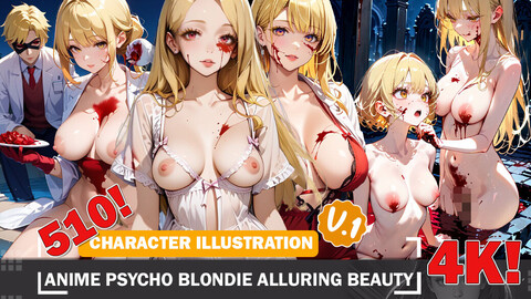 510 Nude Anime Psycho Blondie Alluring Beauty Diverse Outfit Character Design Reference Art V1 4K