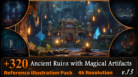 320 Ancient Ruins with Magical Artifact Reference Pack | 4K | v.13