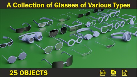 A collection of glasses of various types