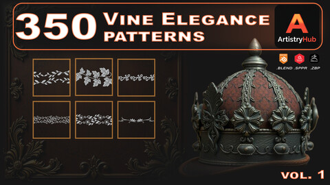 350 Vine Elegance Patterns for Substance Painter (COUPON Applied)