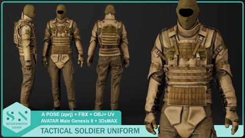 TACTICAL SOLDIER UNIFORM (CLO3D, MD PROJECTS (zprj)+OBJ+FBX+UV+3DsMAX (max))