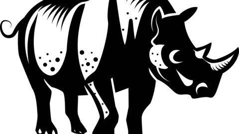 Rhino Silhouette Black And White, svg vector file, laser cut file, cricut file, engraving file, cnc cut file, Eps file