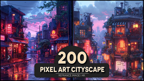 Pixel Art Cityscape 4K Reference/Concept Images