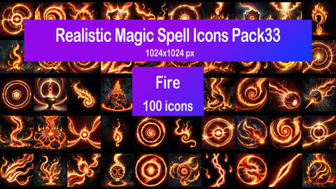 Realistic Magic Spell Icons Pack33 - Fire