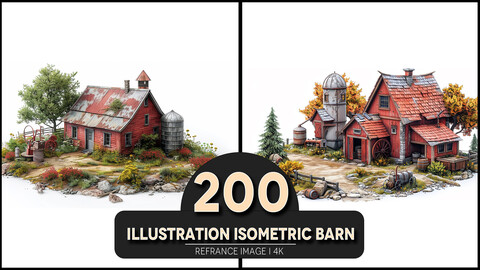 illustration Isometric Barn 4K Reference/Concept Images