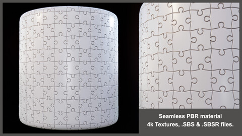 Seamless Puzzle PBR Material Texture (pieces, jigsaw, pattern, games, puzzles, pieces)