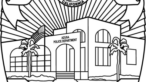 Azusa Police Department California PD, Vector file, badge, black white, svg, outline, cnc cut, laser cut, digital, wood engraving, laser file, engraving file, line art, cricut, vinyl file, emblem, monogram