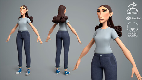 Cartoon female character Livia base mesh