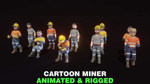 Stylized Male Miner 3D Model – Animated & Customizable