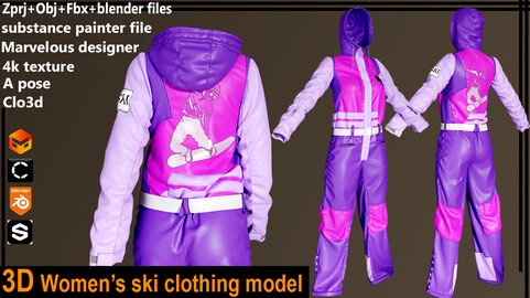 3d women's ski clothing model (MD/CLO3D)