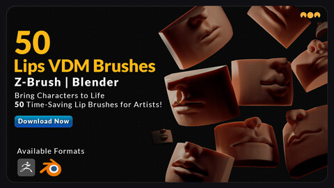 50 Lips VDM Brushes | Blender & Zbrush Sculpting Brushes