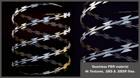 Seamless barbed material wire textures (fencing, razor, border, spikes, fence)