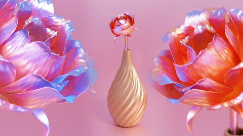 Flower animation：Laser rose -geometry nodes ready in blender