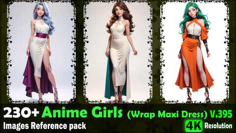 230+ Anime Girls (Wrap Maxi Dress) Images Reference Pack - 4K Resolution - V.395