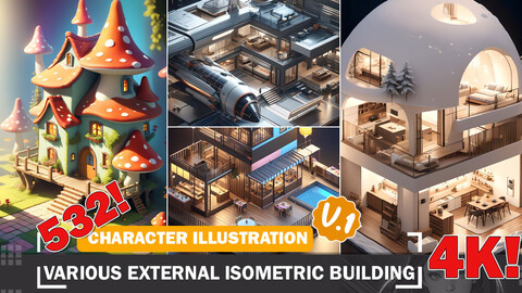 532 Various Extrnal Isometric Diverse Building Reference with Intricate Designs V1 4K