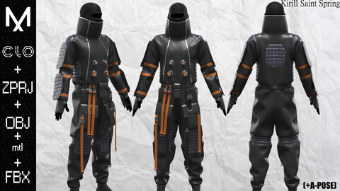 Sci-fi Outfit Male Marvelous designer/Clo3d OBJ mtl FBX ZPRJ + A-POSE