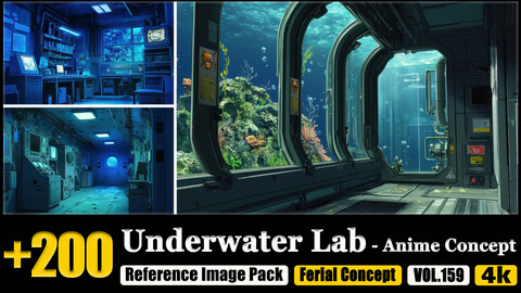 200 Underwater Lab - Anime Concept Reference Image Pack v.159 |4K|