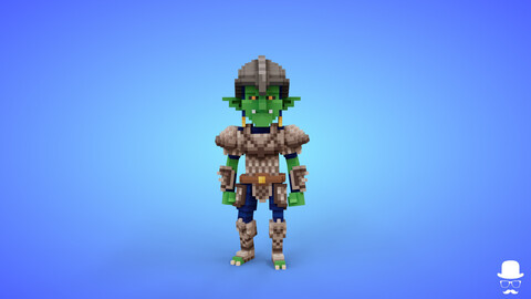 Goblin Warrior 3 Voxel Character - 3D Lowpoly Fantasy Creature