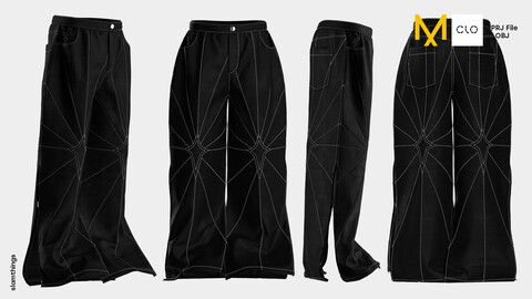 Streetwear Baggy Pants #048 - Clo 3D / Marvelous Designer + FBX / DIGITAL FASHION / HYPEBEAST / FUTURE FASHION / DENIM