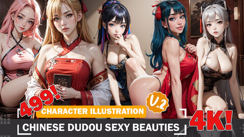 499 Anime Chinese Dudou Sexy Beauties Diverse Outfit Character Design Reference Art V2 4K