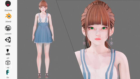 Casual Clothing 0014 - UE5 - Unity - Blender - Animated - Realistic Female Character - GA