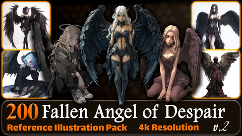 200 Anime Fallen Angel of Despair (Full Body) Reference Pack | 4K | v.2