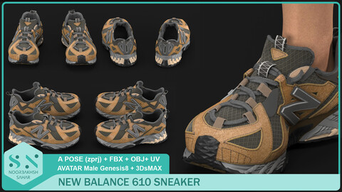 NEW BALANCE 610 SNEAKER (CLO3D, MD PROJECTS (zprj)+OBJ+FBX+UV+3DsMAX (max))