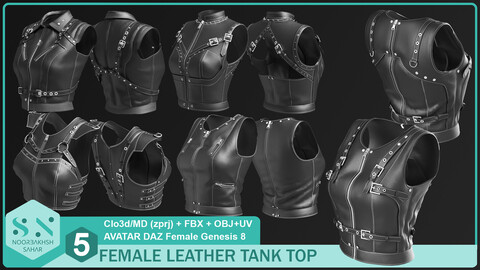 5 GOTHIC LEATHER TOP(CLO3D, MD PROJECTS (zprj)+OBJ+FBX+UV)