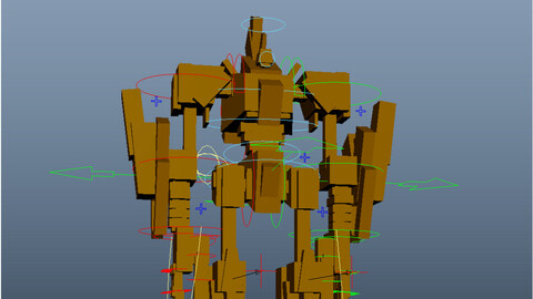 Yellow Bio Robot Maya Rig (Boxy)