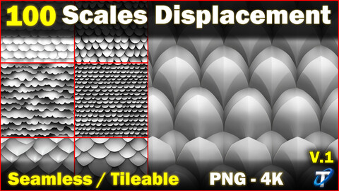 100 Ultra High-Quality Scale Displacements (Seamless and Tileable) Vol 1