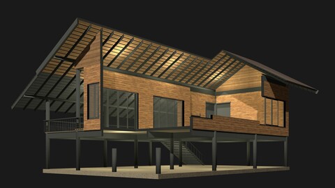 Tropical house in cutaway section 25-07