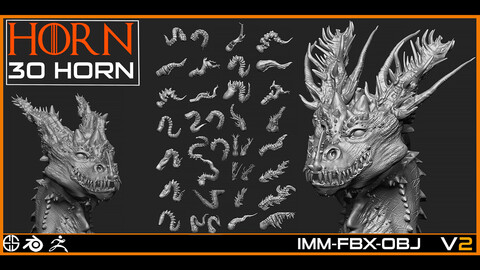 30 Models Of The Collection Of Creature Horns - Dragon Horn - Vol 02