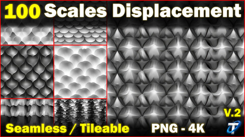 100 Ultra High-Quality Scale Displacements (Seamless and Tileable) Vol 2