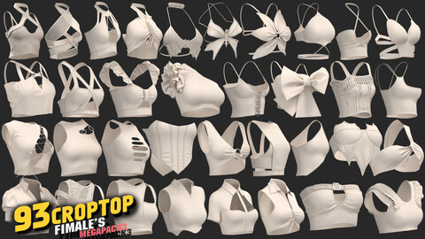 93models of croptop fimale's megapack 85%off/ marvelous & clo3d / OBJ / FBX