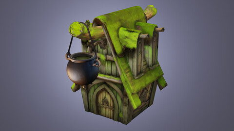 Witch's Mossy Shack - Stylized Game Asset 3D Model