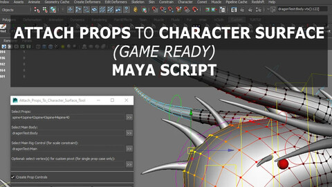 Auto Attach Props to Character Surface - Maya Script (Python)