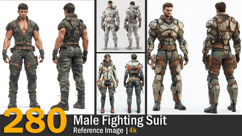 Male Fighting Suit | Reference Images | 4K