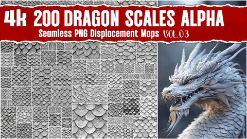 Dragon Scales Alpha| Seamless PNG Displacement Maps