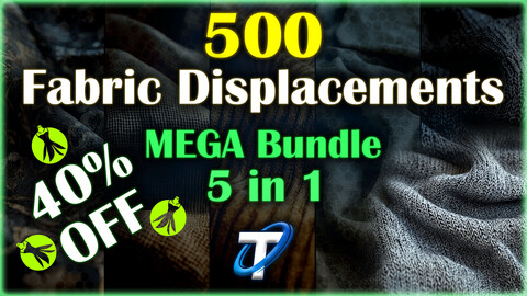 500 Ultra High-Quality Fabric Displacements / Fabric Alpha - Seamless and Tileable (MEGA Bundle)