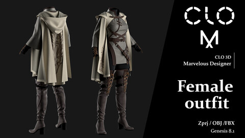 Female outfit / Marvelous Designer/Clo3D project file + OBJ, FBX