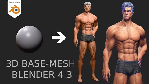 3D Male Body Base-Mesh Modeling - Blender 4.3