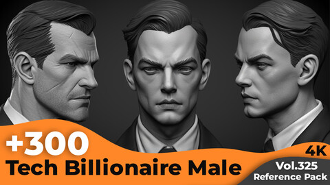 +300 Tech Billionaire Male Head Sculpt Reference Images(4k)