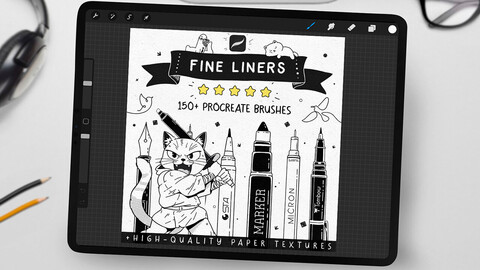 Fine Liner Brushes for Procreate (150 brushes)