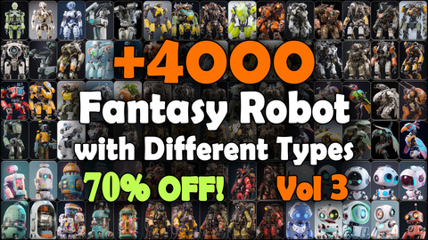 4000 Fantasy Robot with Different Types Reference Pack | MEGA Bundle | 4K | v.3