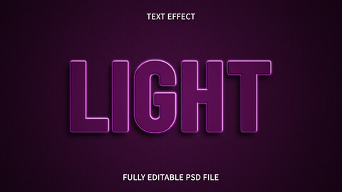 Light PSD fully editable text effect. Layer style PSD mockup template