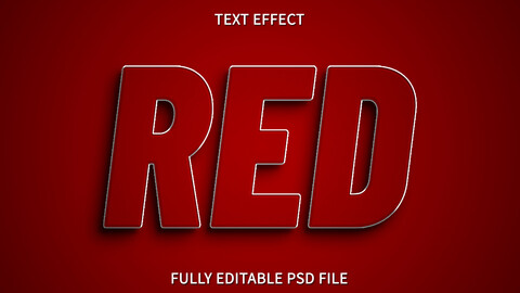 Red PSD fully editable text effect. Layer style PSD mockup template